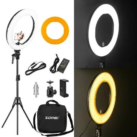 Ring Light Kit:18"" 48cm Outer 55W 5500K Dimmable LED Ring Light, Light Stand, Carrying Bag for Came | Walmart (US)
