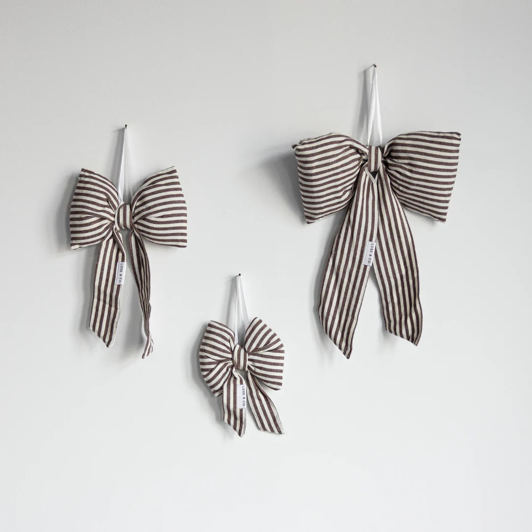 Striped Brown Fabric Bows | By Luxe B Co. | luxe bCO