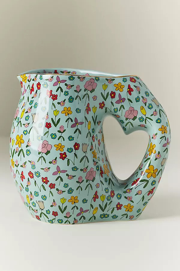 Blooming Hearts Stoneware Pitcher | Anthropologie (US)