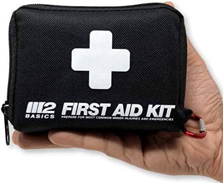 M2 BASICS 150 Piece First Aid Kit w/Compact Bag, Carabiner, Emergency Blanket | Emergency Medical... | Amazon (US)