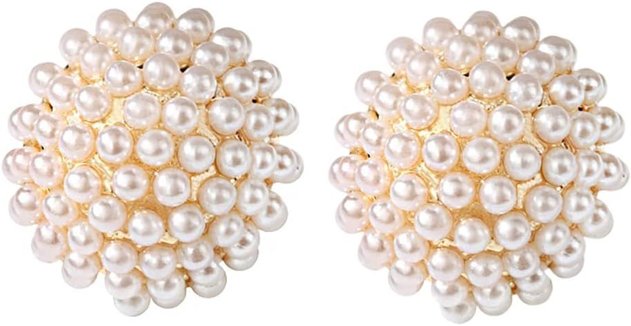 Small Pearl Earrings Stud for Women Hypoallergenic 18K Plated Gold Pearl Bridal Earrings for Wedd... | Amazon (US)