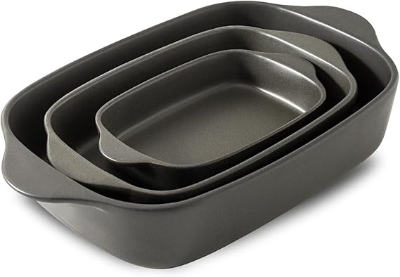 Casserole Dishes for Oven, Stoneware Baking Dishes Set of 3, Ceramic Baking Pan, Deep Rectangular... | Amazon (US)