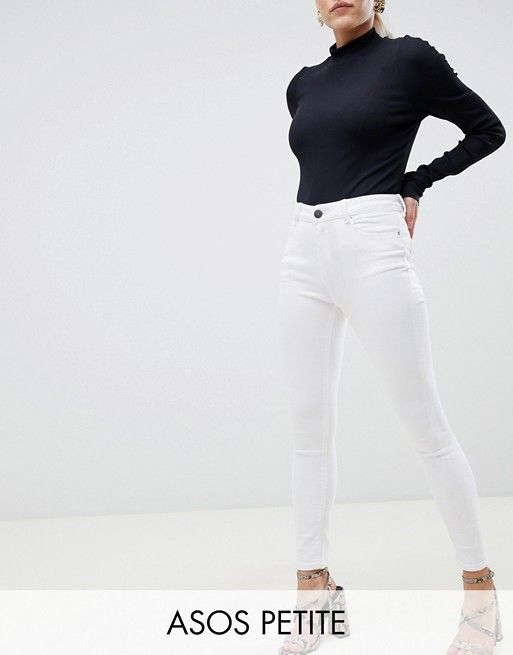 ASOS DESIGN Petite Ridley high waist skinny jeans in optic white | ASOS US