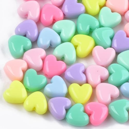 DanLingJewelry 1200Pcs Heart Shaped Opaque Acrylic Beads - Colorful Valentine's Day Hearts for Br... | Amazon (CA)