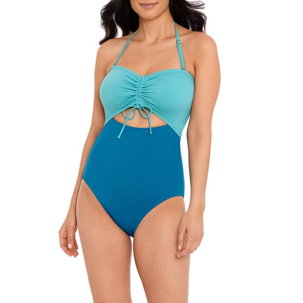 Time and Tru Women’s and Women's Plus Color Block One Piece Swimsuit | Walmart (US)