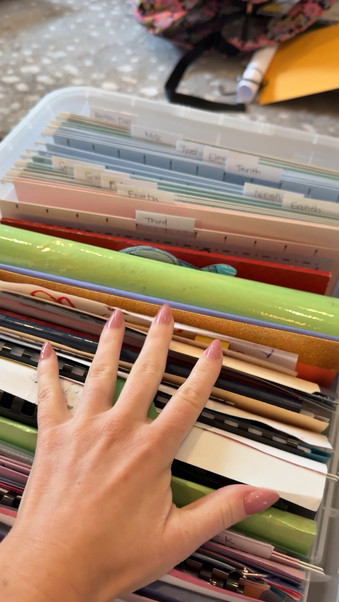 A way to organize the paperwork and art projects from the year!