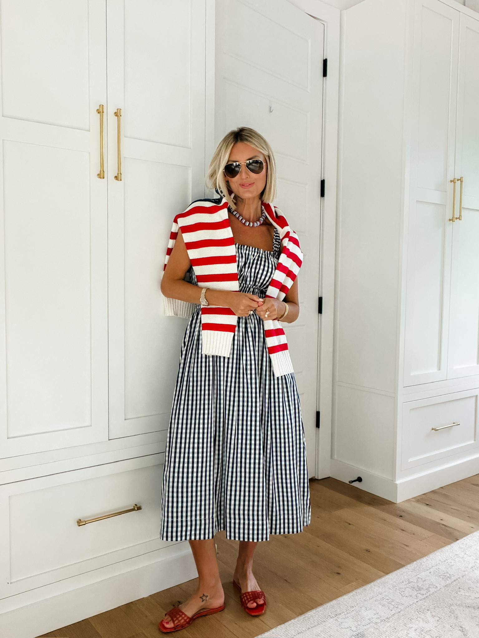 This navy & white gingham dress is an Amazon find! Perfect for July 4th this weekend! Wearing S!

Loverly Grey, Amazon, July 4th outfit inspo, gingham dress, midi dress 

 #LTKSeasonal