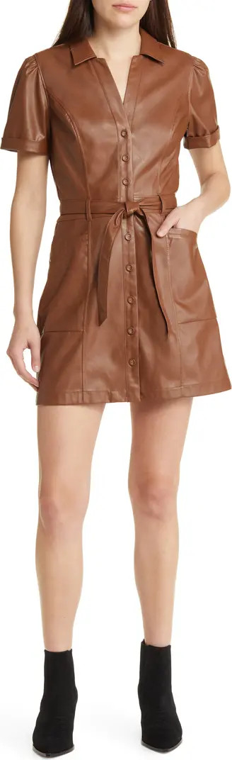 Janette Faux Leather Shirtdress | Nordstrom