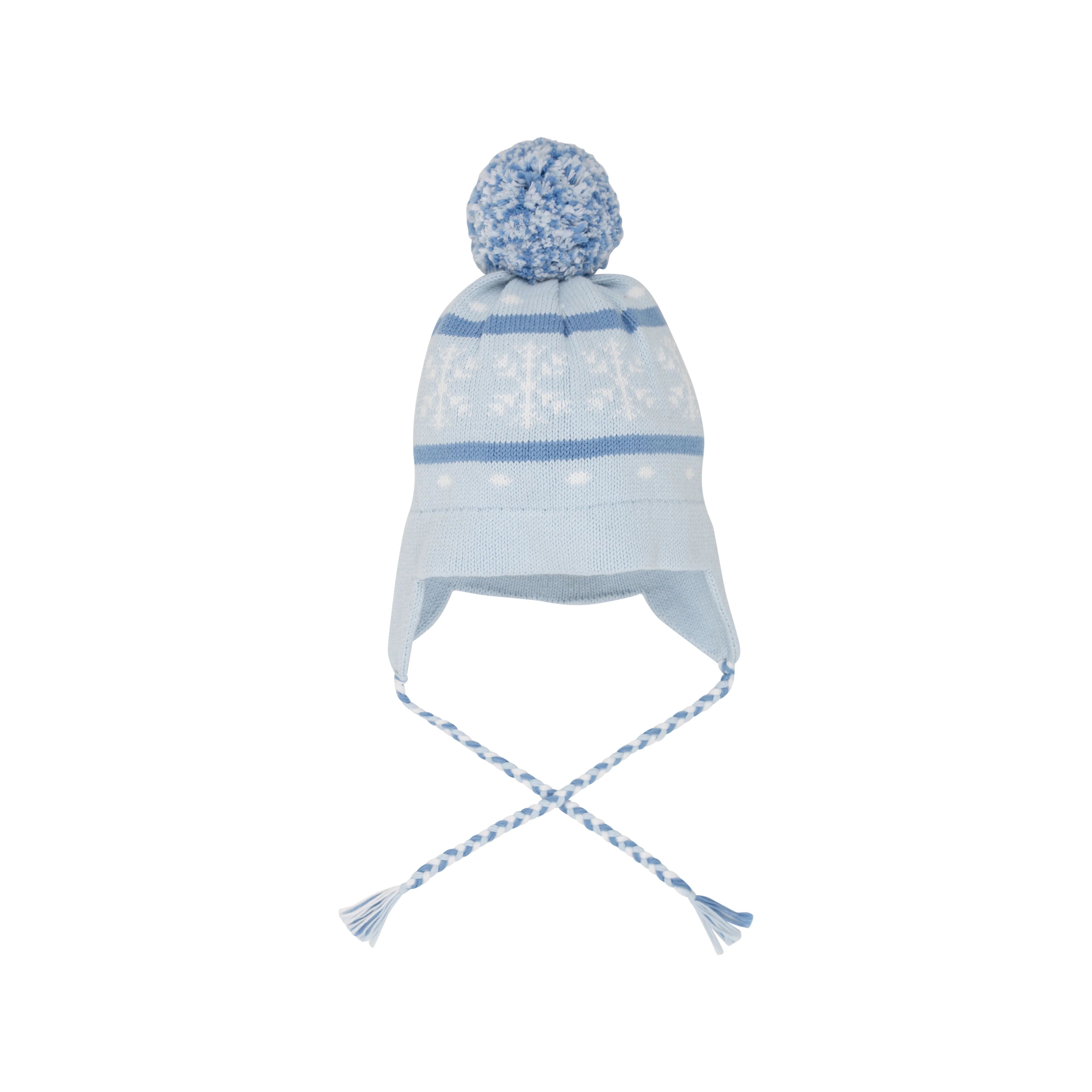 Parrish Pom Pom Hat - Buckhead Blue Knit with Barbados Blue & Snowflakes | The Beaufort Bonnet Company