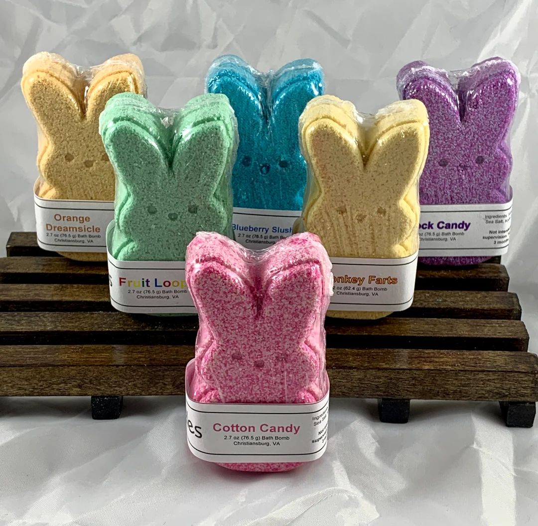 6 Pack Assorted Easter Peeps Bunny Bath Bombs | Peeps Marshmallow Bunny Bath Bombs | Easter Baske... | Etsy (US)