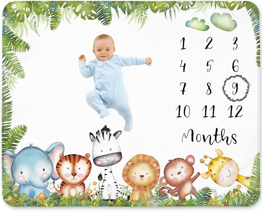 KEMINA BLANKETS Baby Monthly Milestone Blanket Boy, Baby Milestone Blanket for Baby Boy Includes ... | Amazon (US)
