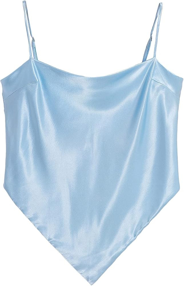 Arjungo Women's Paisley Print Tie Back French Knot Hanky Hem Spaghetti Straps Handkerchief Cami Band | Amazon (US)