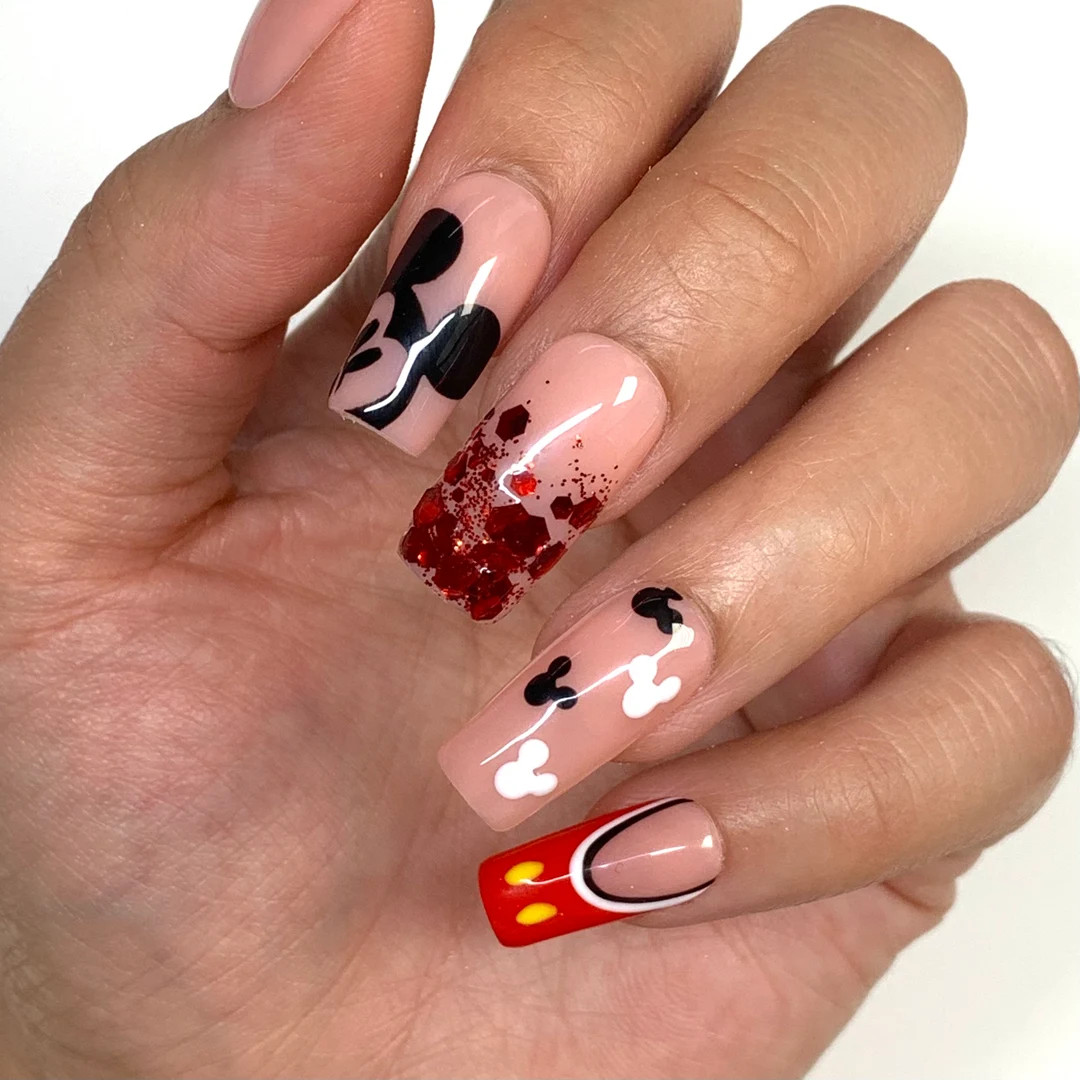Disney Mickey Classic Press on Nails | Disney Nails | Disneyworld | Glue on Nails | Fake Nails | ... | Etsy (US)