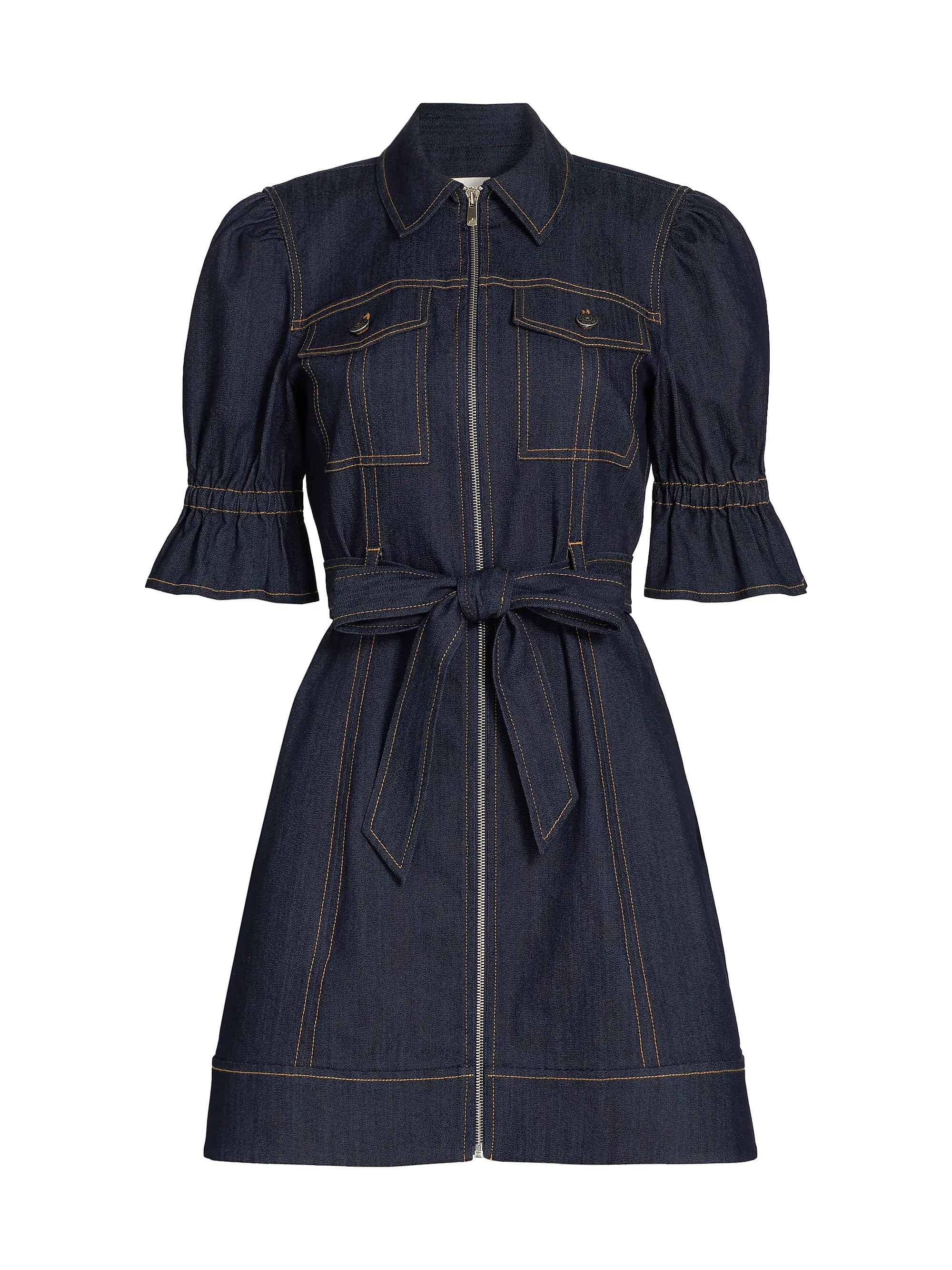 Holly Stretch-Denim Tie-Waist Minidress | Saks Fifth Avenue