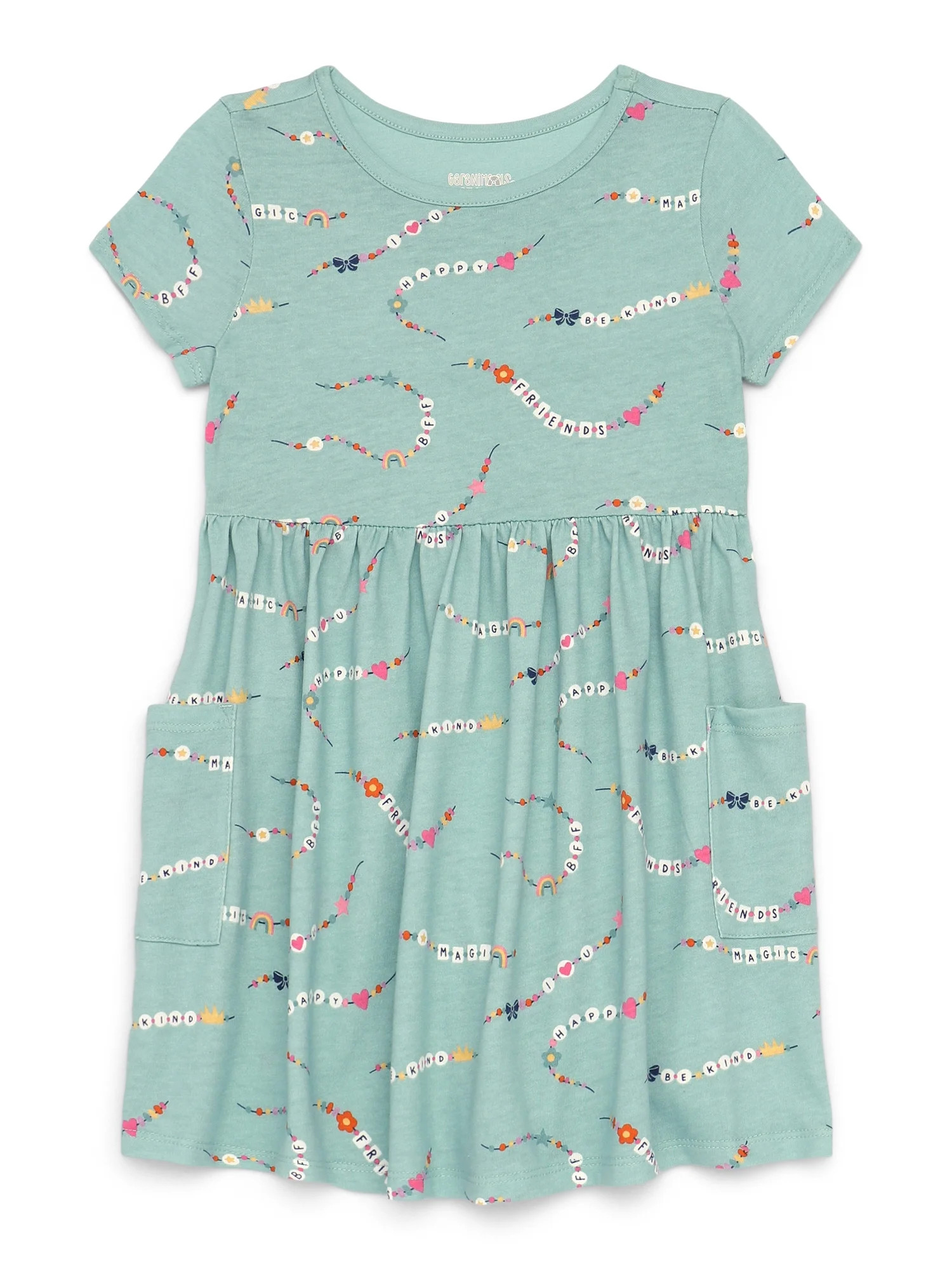 Garanimals Toddler Girl Short Sleeve Printed Dress with Patch Pockets, Sizes 18M-5T | Walmart (US)
