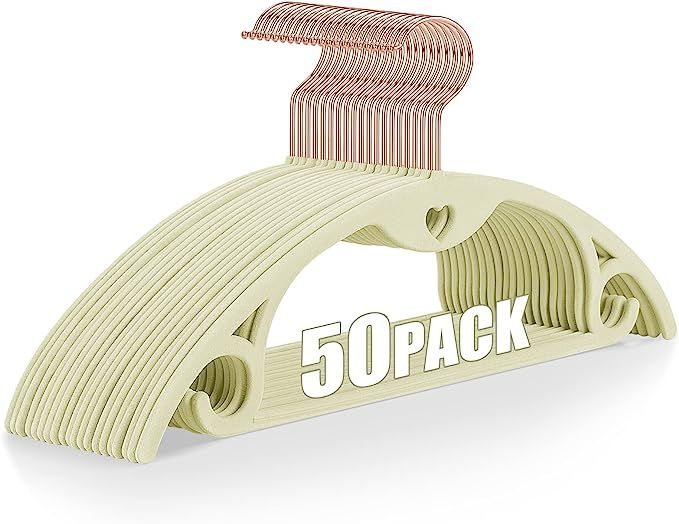IEOKE Velvet Clothes Hangers, 50-Pack No Shoulder Bumps Suit Hangers Ultra Thin Space Saving 360 ... | Amazon (US)