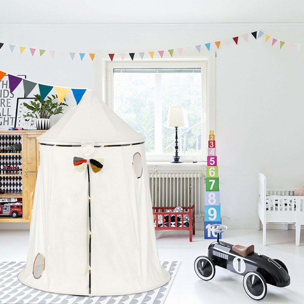 Kids Playhouse Cotton Yurt Tent With Small Colorful Flags White (Kids) | Bed Bath & Beyond