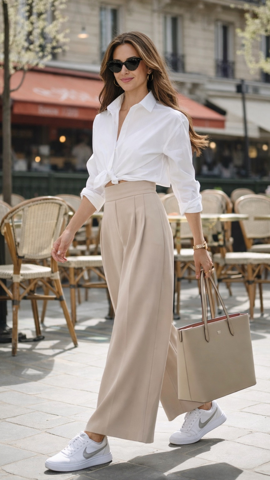 Effortless neutral perfection 🤍✨

This look is all about elevated basics — a crisp white tied-front shirt, flowy beige wide-leg trousers, classic white Adidas sneakers, and a structured tote to pull it all together. It’s polished, comfortable, and perfect for everything from coffee runs to casual meetings.

Sharing all the details in my LTK 🤎

#LTKStyle
#LTKFinds
#LTKShoeCrush
#LTKWorkwear


#LTKSaleAlert #LTKSpringSale #LTKdayinmylife

#LTKSeasonal