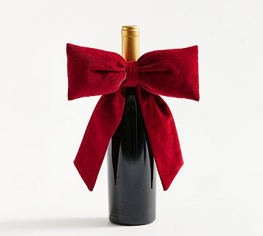 Red Velvet Bow Wine Collar | Pottery Barn (US)