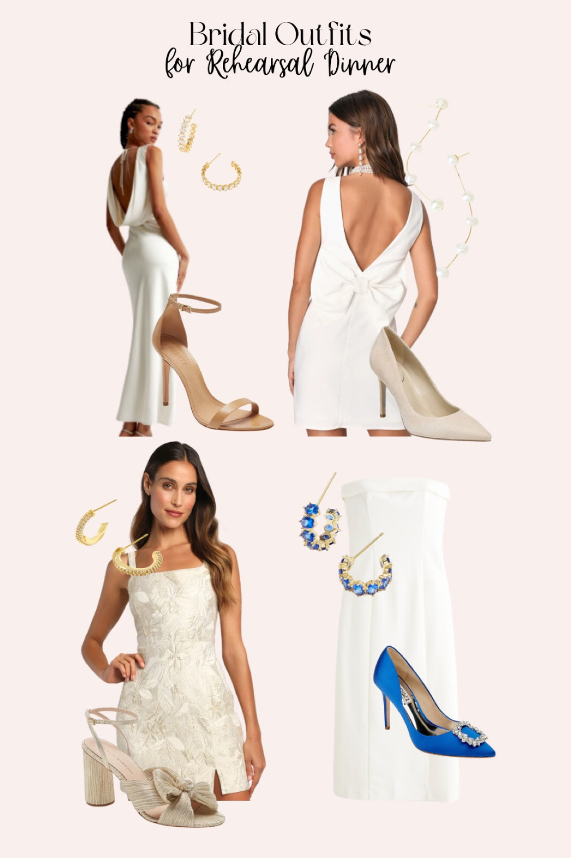 Rehearsal Dinner outfit ideas. 
rehearsal dinner dress. white dress. satin dress. bow dress. something blue. Abercrombie dress. Lulus dress  

#LTKwedding #LTKfindsunder100 #LTKSpringSale