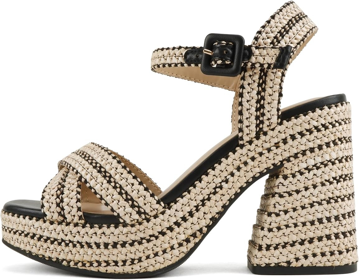 Soda “Yara” ~ Square Open Toe Crisscross Band Ankle Strap High Heel Sandal | Amazon (US)