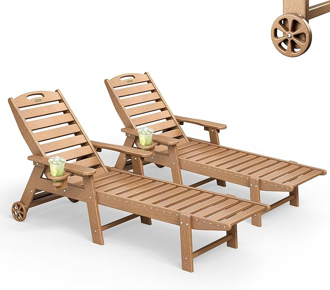Lounge Chair Outdoor Set of 2, HDPE Chaise Lounge Outdoor, Pool Lounge Chair for Pool Poolside De... | Amazon (US)