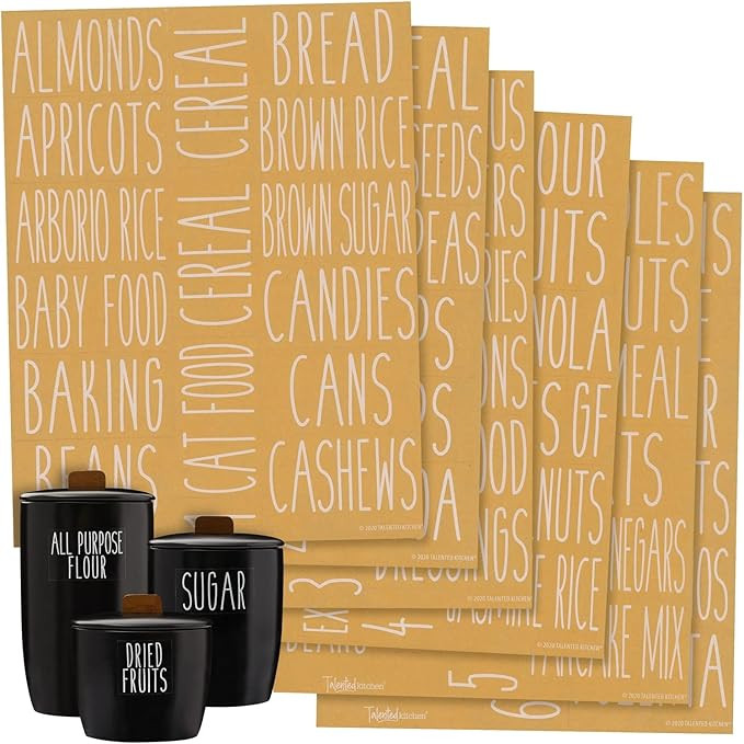 Talented Kitchen 136 Pieces Pantry Labels for Food Containers, Preprinted White All Caps on Clear... | Amazon (US)