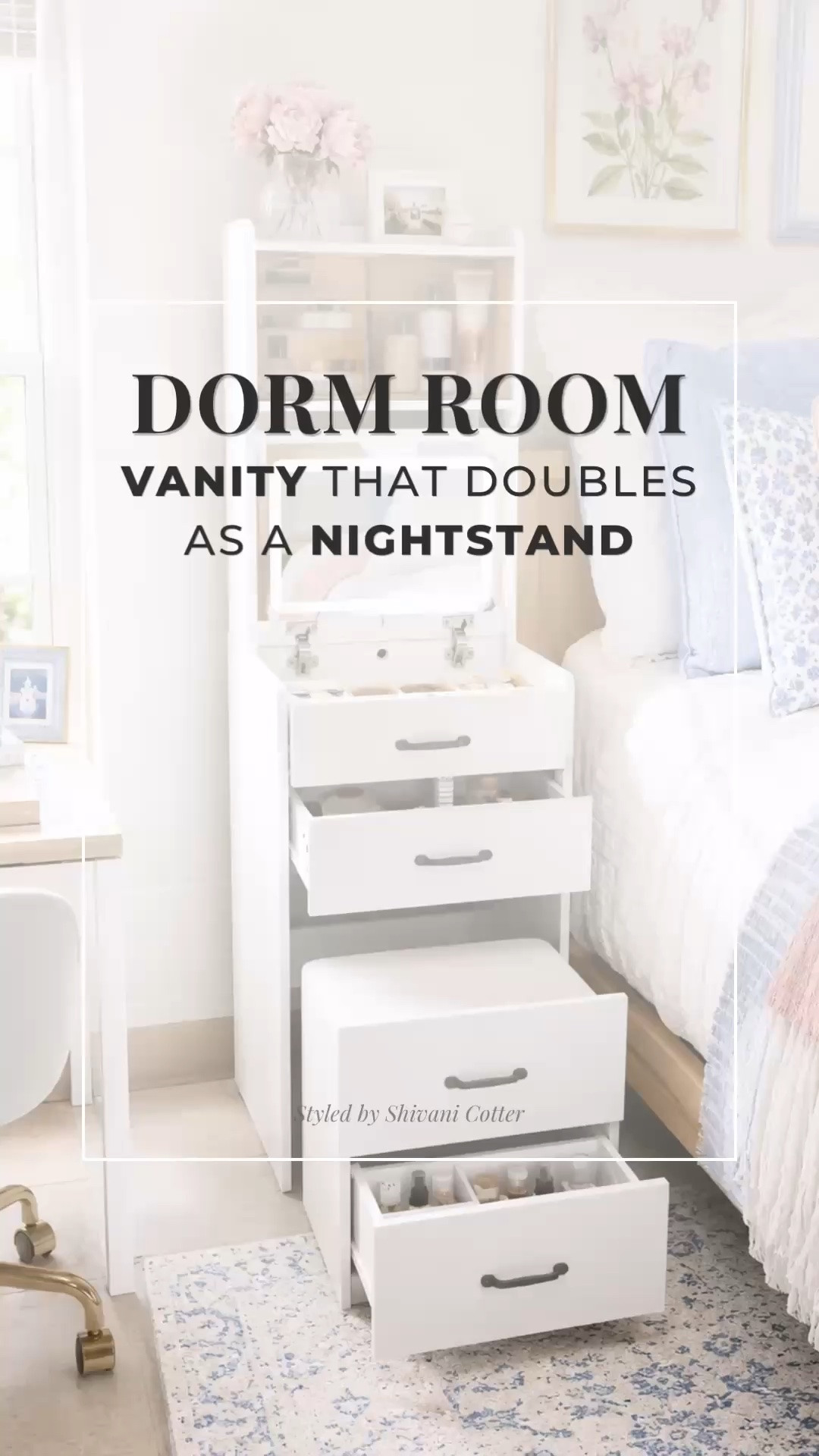 Dorm Room Vanity That Doubles as a Nightstand
This is one of those dorm pieces that every girl wants! A vanity, nightstand, mirror, hidden storage, and extra drawer space all in one slim piece that is only 17.5 inches wide!
🩷 Perfect for small dorm rooms where every inch matters, but she still wants a pretty spot for makeup, skincare, hair tools, jewelry, and bedside essentials. 
🩷 Transitions perfectly when moving to an apartment
🩷 It keeps everything organized, easy to reach, and move-in day ready.
🩷 Save this for dorm shopping and shop the vanity linked in LTK.

    

college dorm | dorm essentials | vanity | small space furniture 

 #dormvanity #dormroomdecor #dormfurniture #dormstorage #ltkdorm #ltkcollege #shopltk
