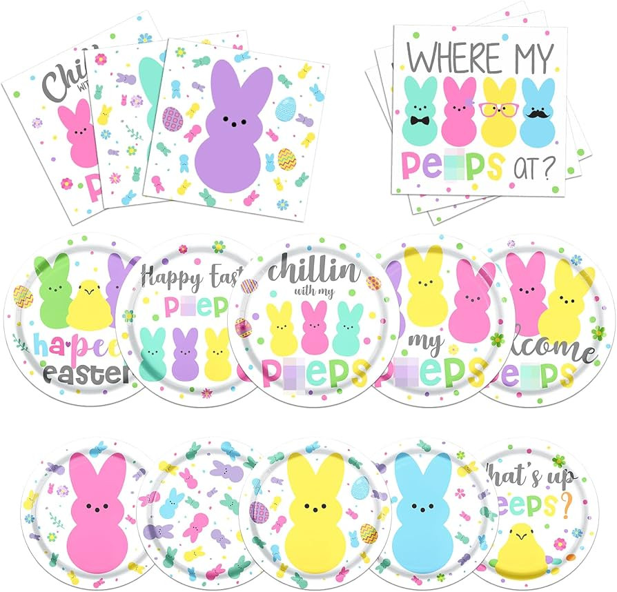 Easter Party Tableware, Easter Party Plates and Napkins Supplies Happy Chillin with My Bunny Dinn... | Amazon (US)