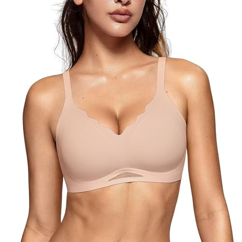 Vertvie Bras for Women Wireless Comfortable Push Up Bra Scalloped Seamless Full Coverage No Under... | Amazon (US)