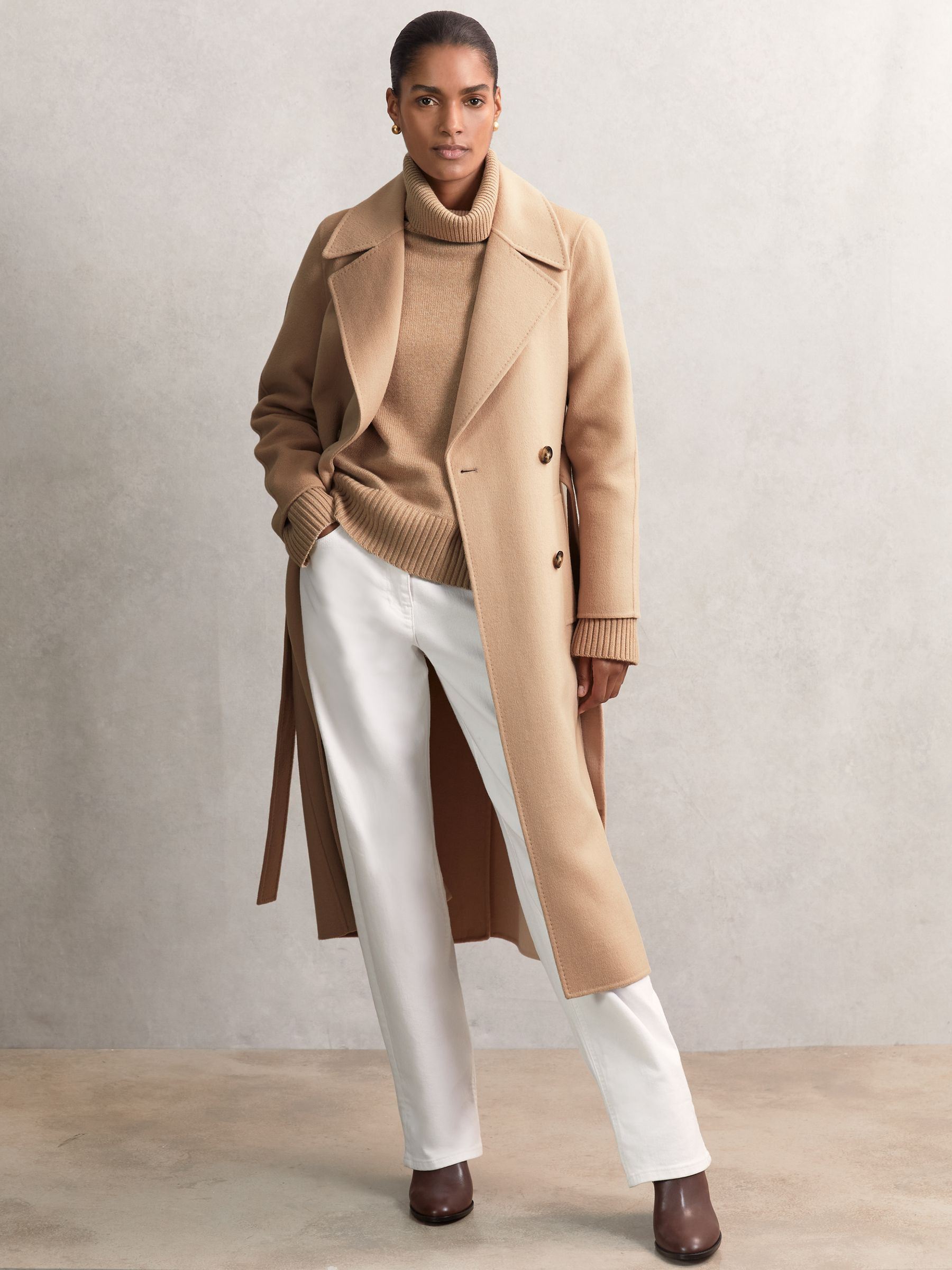 Wool-Cashmere Roll-Neck Jumper in Camel | Reiss UK