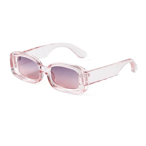 DQbhzh Trendy Y2K Rectangle Sunglasses for Women Men Retro Vintage 90s Chunky Thick Small Square Frame Sun Glasses UV400 Protection Shades(Pink/Gradient Grey Pink) | Amazon (US)