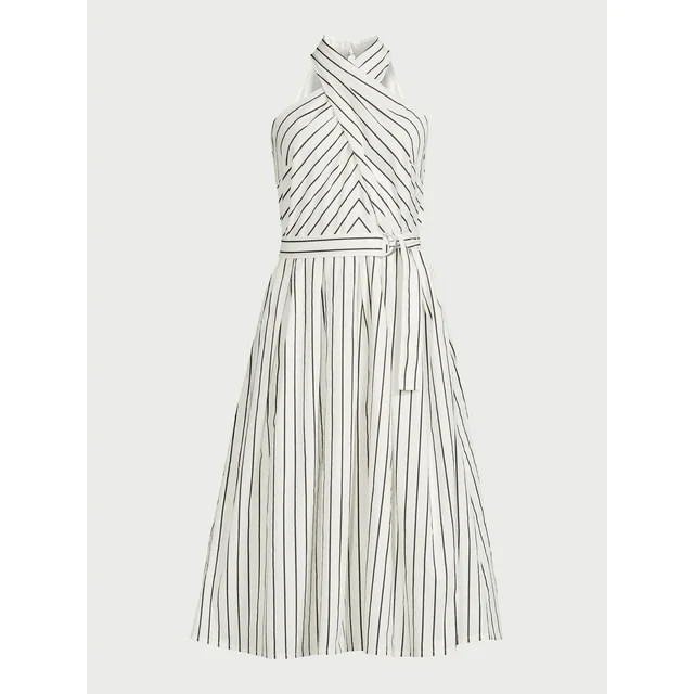 Scoop Women's Belted Halter Midi Dress, Sizes XS-XXL | Walmart (US)
