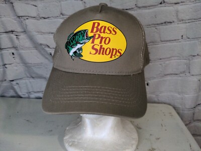 Snapback Bass Pro Shops Tan Mesh Hat Cap Trucker Fishing Hunting Hat | eBay US
