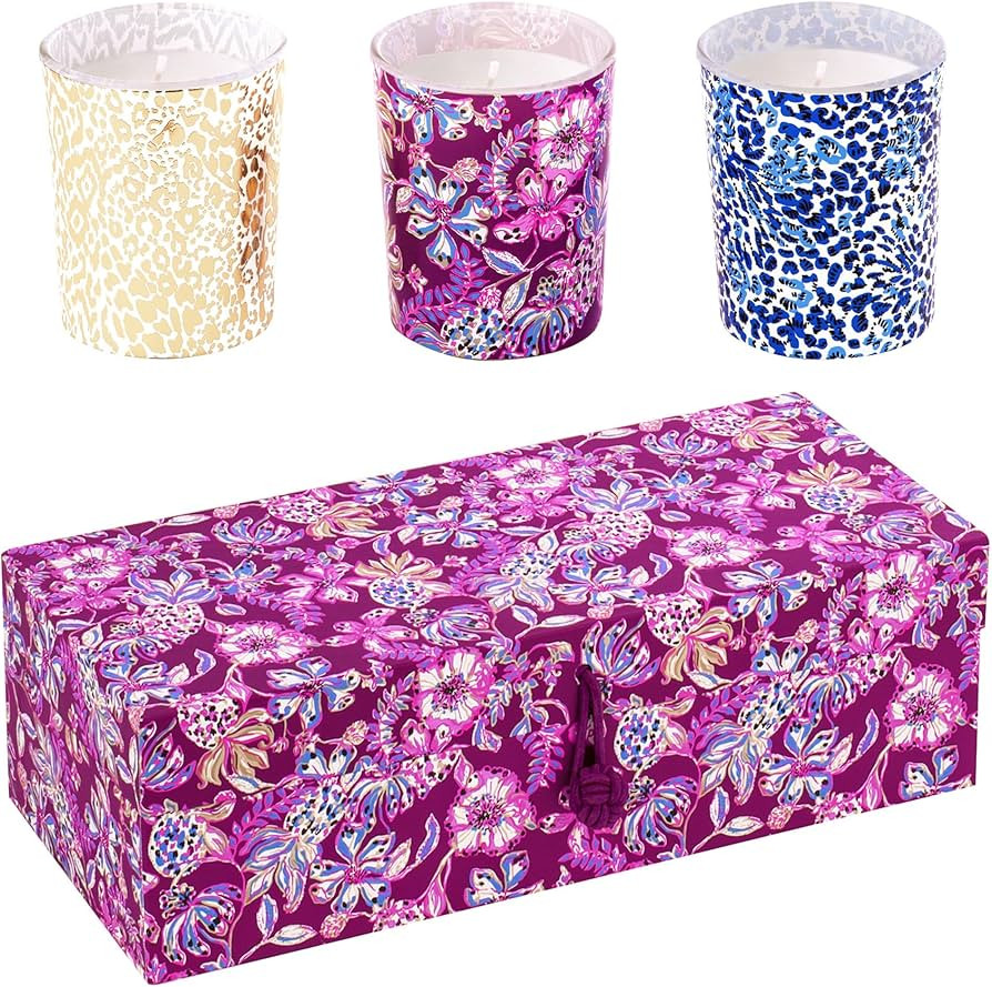 Lilly Pulitzer 3-Pack Scented Votive Candles, Small Candles in Decorative Jars, Assorted Colored ... | Amazon (US)