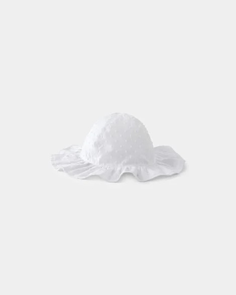 Baby Girl Cotton Swiss Dot Sunhat - White | Carter's Inc