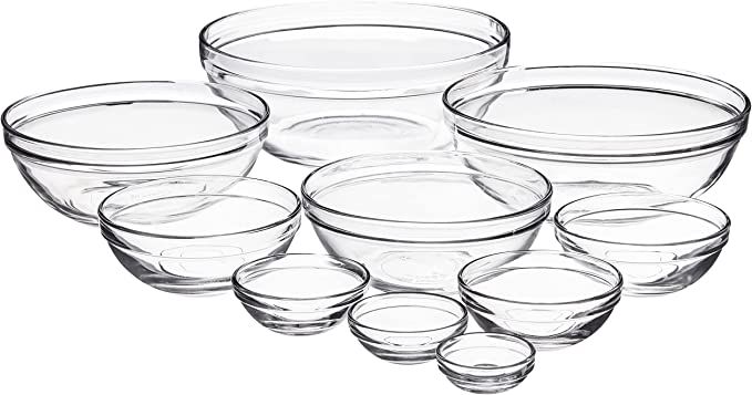 Anchor Hocking Glass Mixing Bowls, Mixed, Set of 10 | Amazon (US)