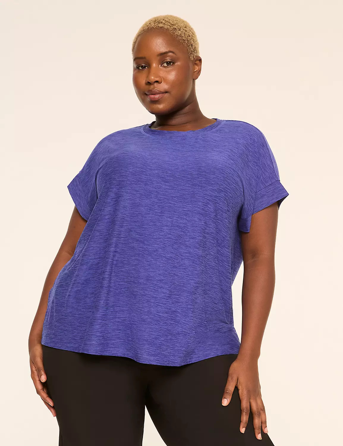 LIVI Soft Crew-Neck Tonal Marl Tee | Lane Bryant (US)