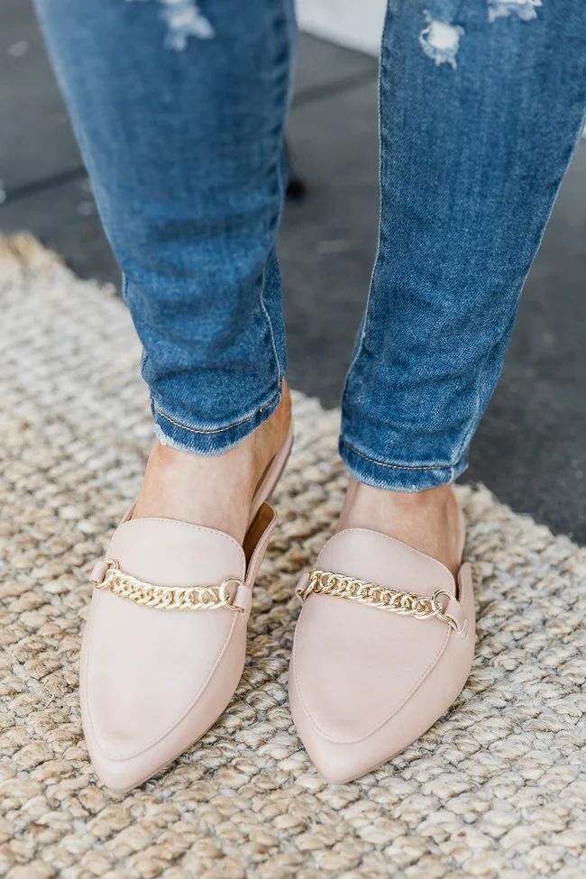 Millie Leather Beige Mules | The Pink Lily Boutique