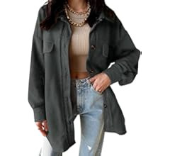VICHYIE Womens Corduroy Shacket Blouses Button Down Shirts Pocket Long Sleeves Tops Jacket Coats | Amazon (US)