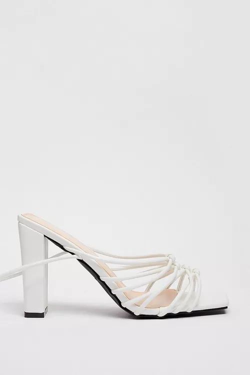 Faux Leather Knotted Tie Heeled Sandals | Nasty Gal (US)