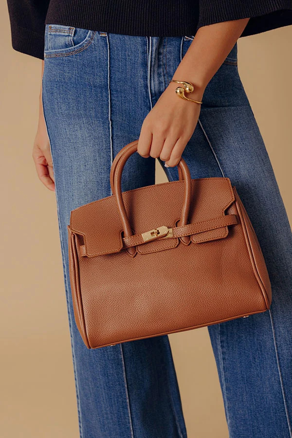 Midtown Charm Faux Leather Purse in Camel | Impressions Online Boutique