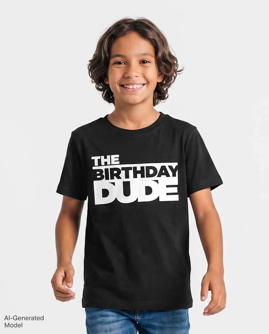 The Children's Place Boys Birthday Dude Graphic T-Shirt | Size Small (5/6) | Black | 100% Cotton | The Children's Place