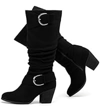 Luoika Women's Extra Wide Calf Cowboy Knee High Boots, Wide Width Cowgirl Slouchy Boots Chunky Pu... | Amazon (US)