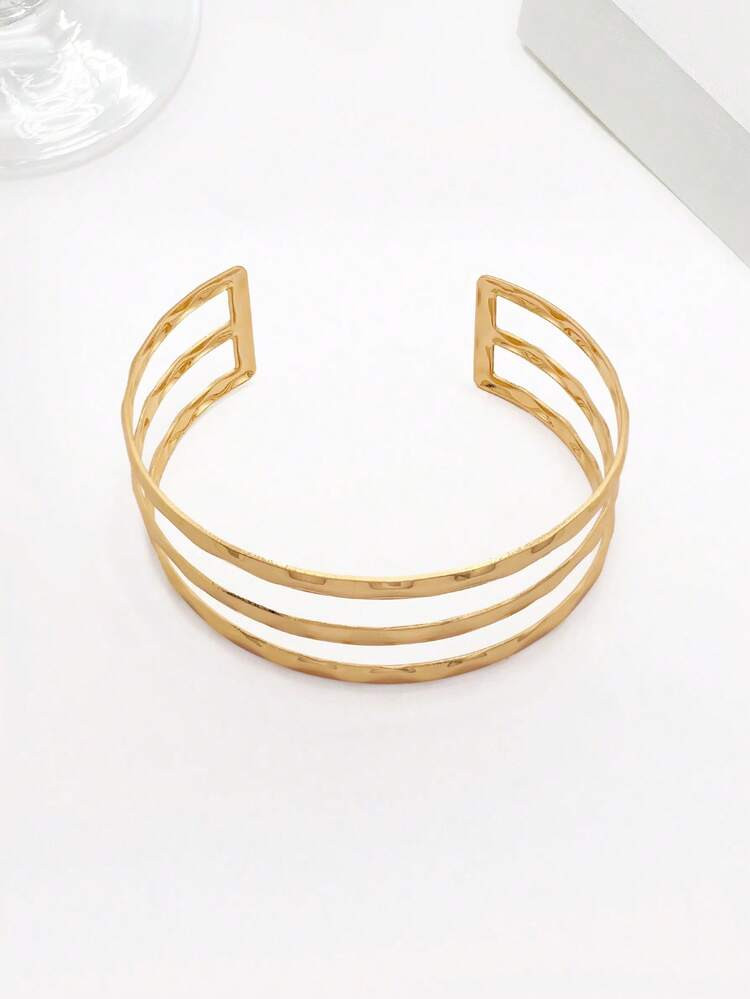 1pc Three-Layer Gold Color Wavy Armlet, Simple Metallic Textured Lines Snake Cuff Arm Band, Style Body Chain For Summer Party Cosplay, Couple's Gift Valentines,Mom,Mother,Mother's Day,Gift | SHEIN