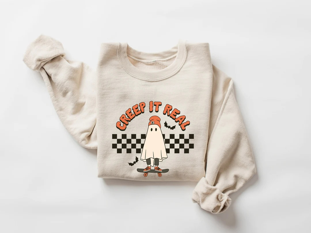 Creep It Real Sweatshirt, Retro Halloween Sweatshirt, Halloween Costume, Vintage Halloween Sweate... | Etsy (US)