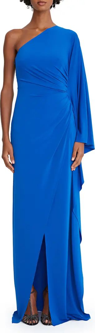 HALSTON Ellen One-Shoulder Cape Sleeve Jersey Gown | Nordstrom | Nordstrom Canada