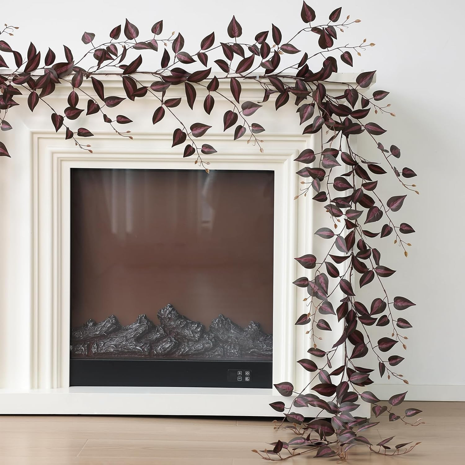 Mizii 2 Strands Artificial Vines Garland 72" Fake Vine with Silk Burgundy Leaves Faux Hanging Plants Greenery Decoration for Outdoors Indoor Room Mantle Table Centerpieces Fall Decor (Burgundy) | Amazon (US)