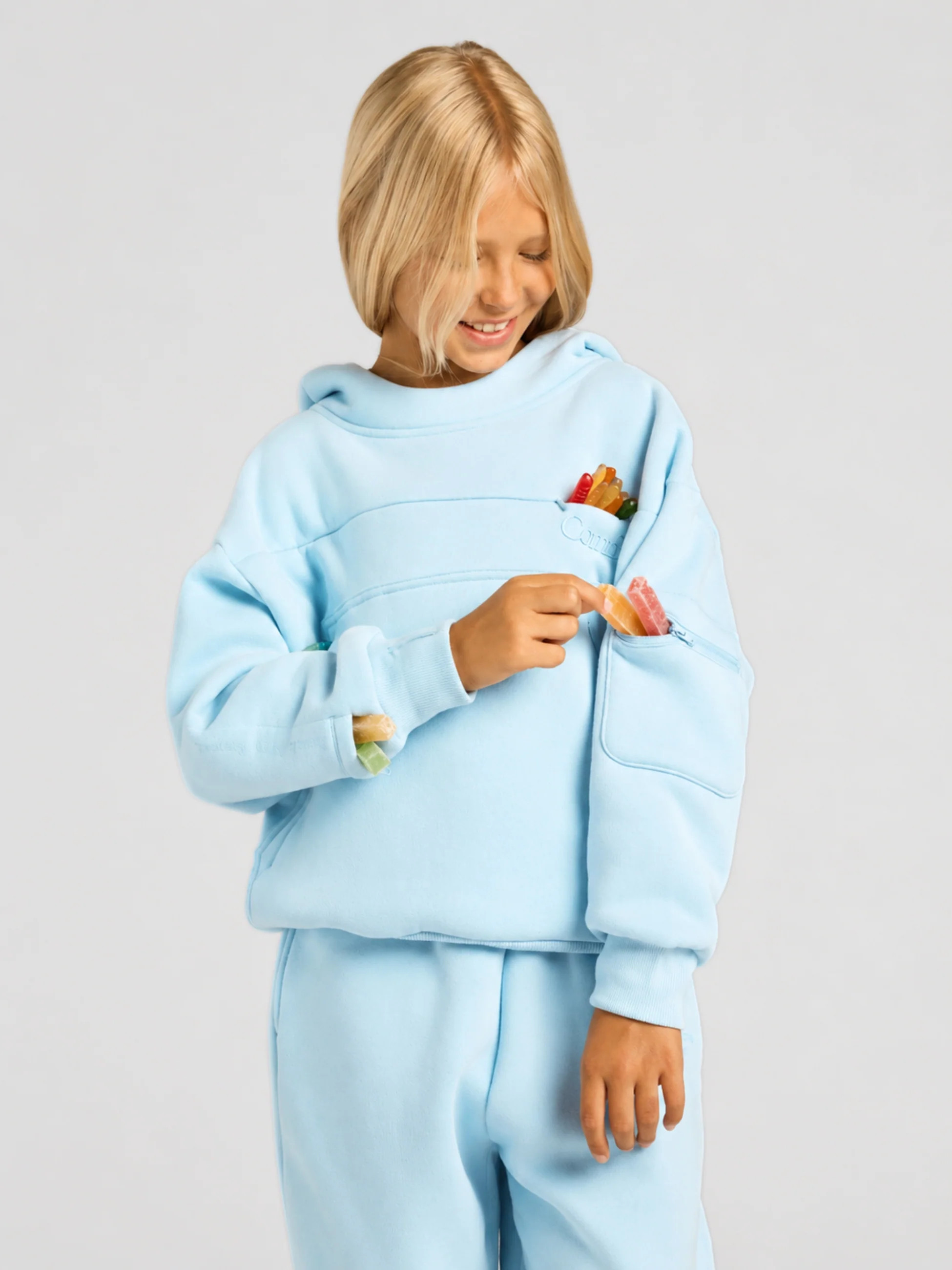 Comfrt Snak™ Kids Hoodie | Baby Blue | Oversized | S | Small | Comfrt