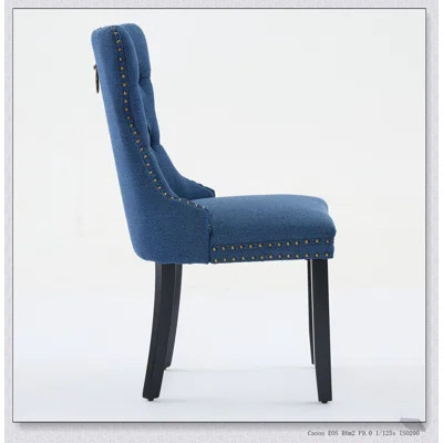 Modern Tufted Solid Wood Dining Chair Set with Linen Upholstery and Wood Legs, Blue, for Contemporary Elegance and Comfort | Wayfair North America